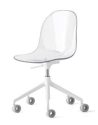 Scrivania trasparente per ufficio home office Connubia Academy, con superficie in vetro chiaro e struttura moderna