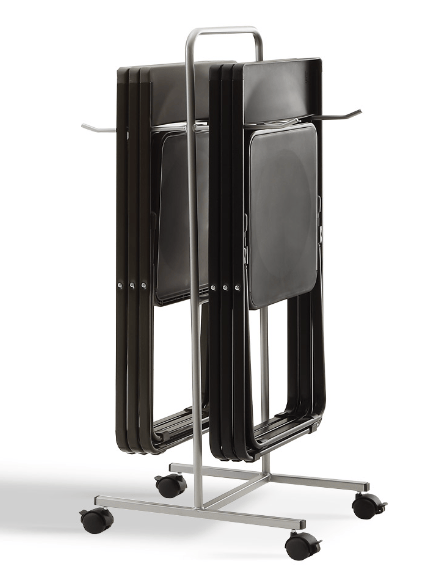 Carrello per sedie pieghevoli La Seggiola con sedia pieghevole in legno e metallo, compatto e pratico per il trasporto e riporre.
