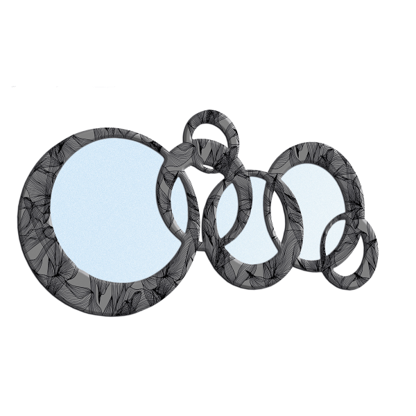 Specchio Pintdecor Circles Foglie con cornice grigia, design elegante con motivi a cerchi e foglie, perfetto per decorazioni moderne.
