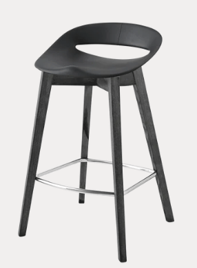 Sgabello Connubia Cosmopolitan nero con seduta imbottita e struttura in metallo, stile moderno e design elegante.