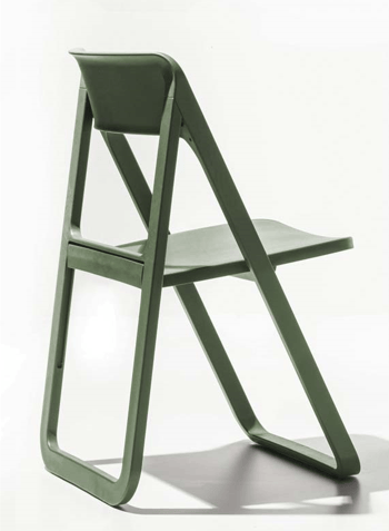 Sedie pieghevoli Dreen Verde di La Seggiola, sedia compatta e pieghevole con seduta e schienale in verde, ideale per spazi piccoli.