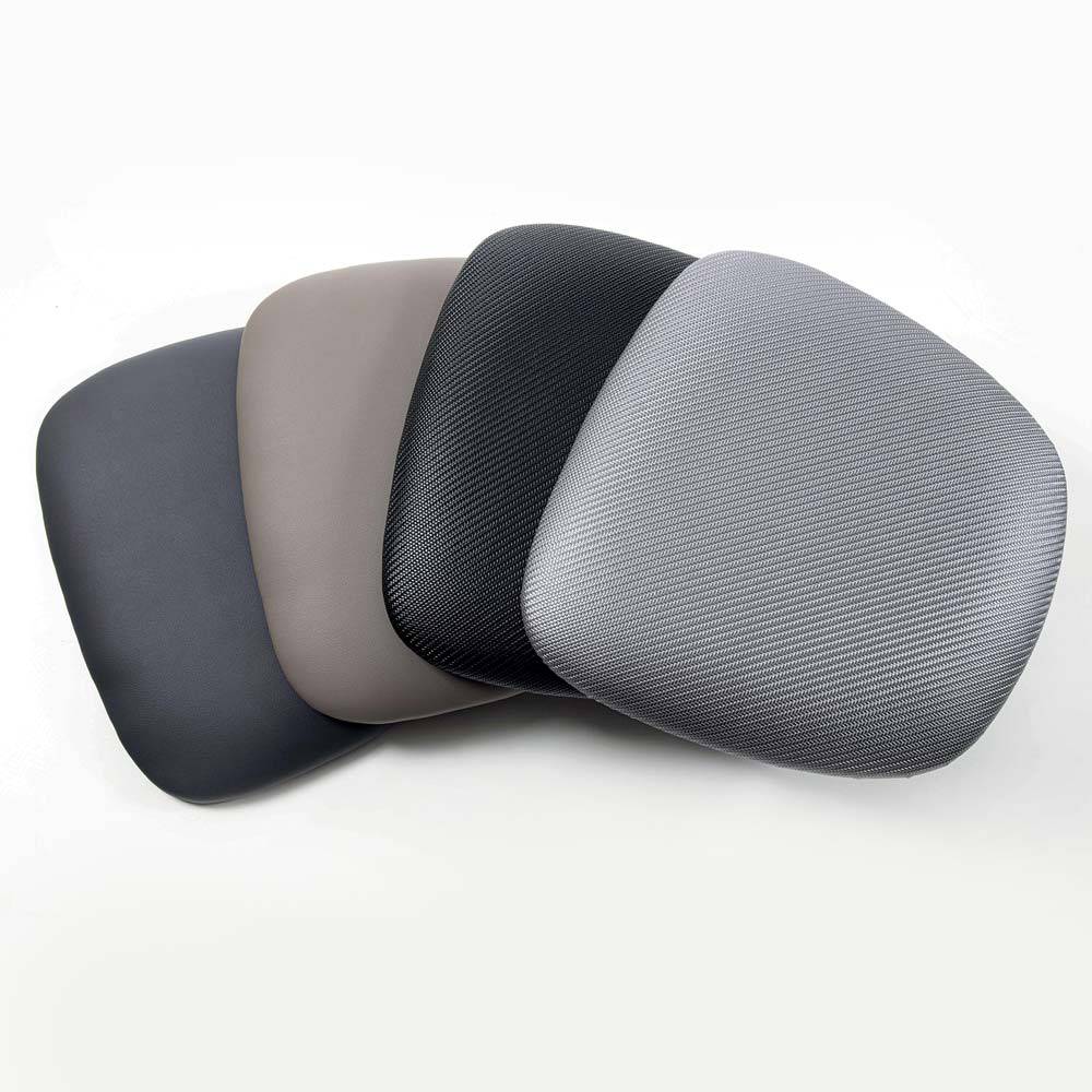 Cuscini seduta ufficio in tessuto e pelle, colori grigio, nero e beige per sedie ergonomiche