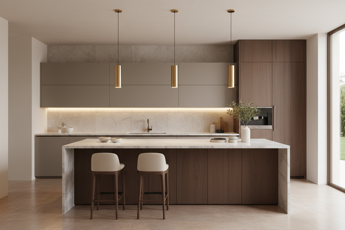 Illuminazione cucina: come combinare luce generale, piano lavoro e isola