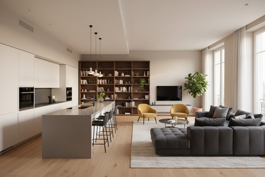 Open Space cucina-soggiorno: come separare visivamente gli spazi senza muri