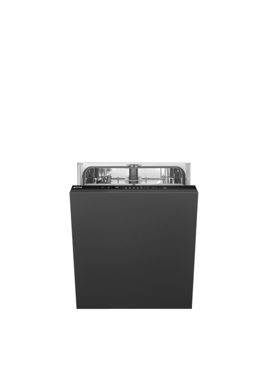 Lavastoviglie da incasso STL262D di ArredamentiOnline, elettrodomestici moderni con porta integrata e pannello di controllo superiore.