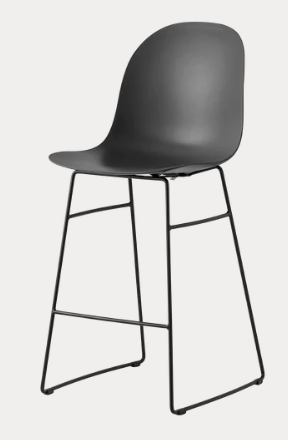 Sgabello Connubia Academy nero con seduta imbottita e struttura in metallo nero, stile moderno e elegante