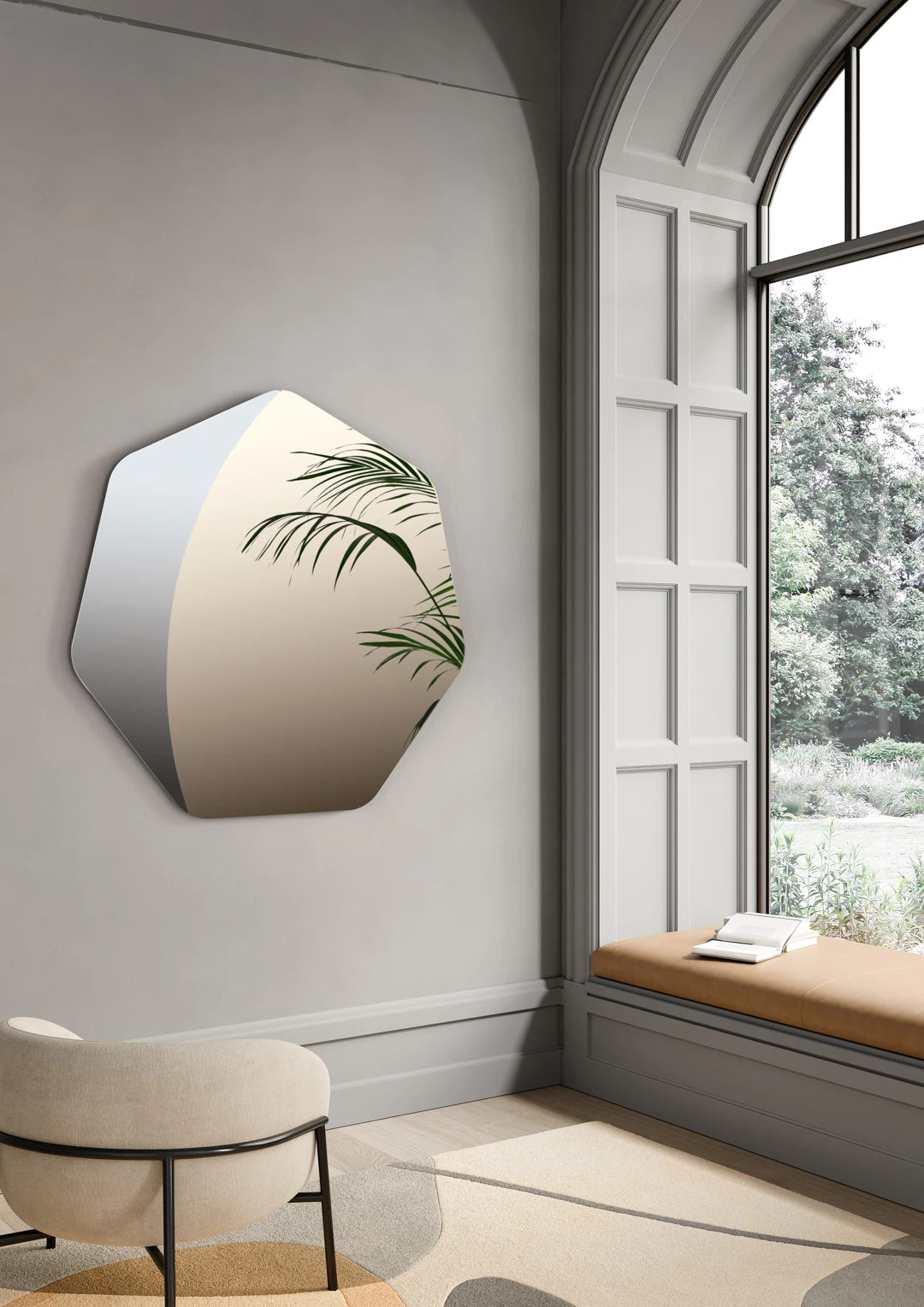 Specchio Opal Ikone con cornice elegante, riflette e decora con stile moderno e raffinato.