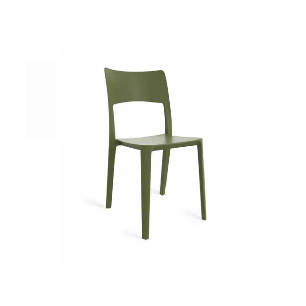 Sedia Luna La Seggiola in stile moderno con supporto curvo e rivestimento imbottito, in tessuto color neutro.